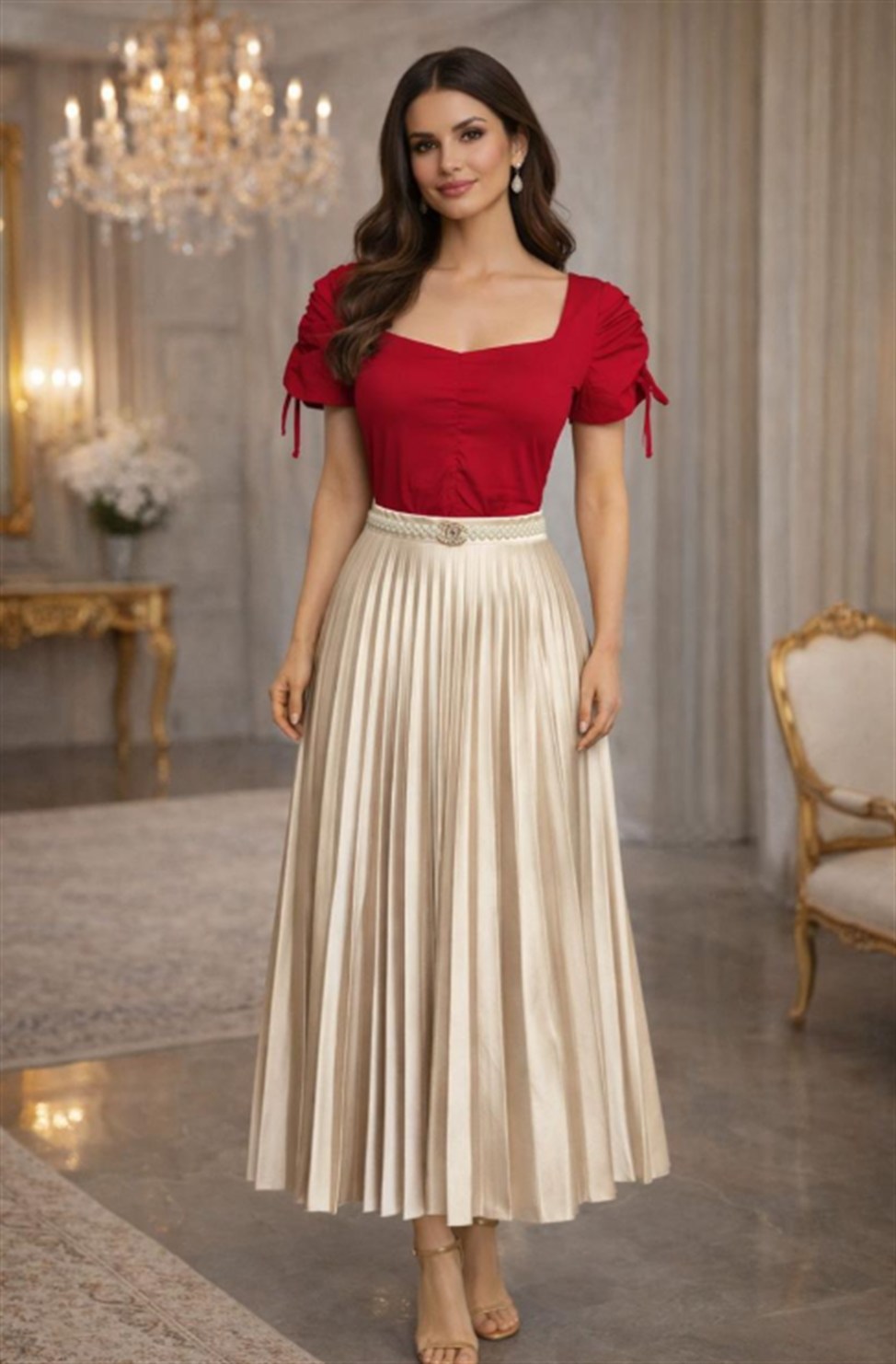 Colección femenina STYLEM — Set Esther, falda plisada y blusa