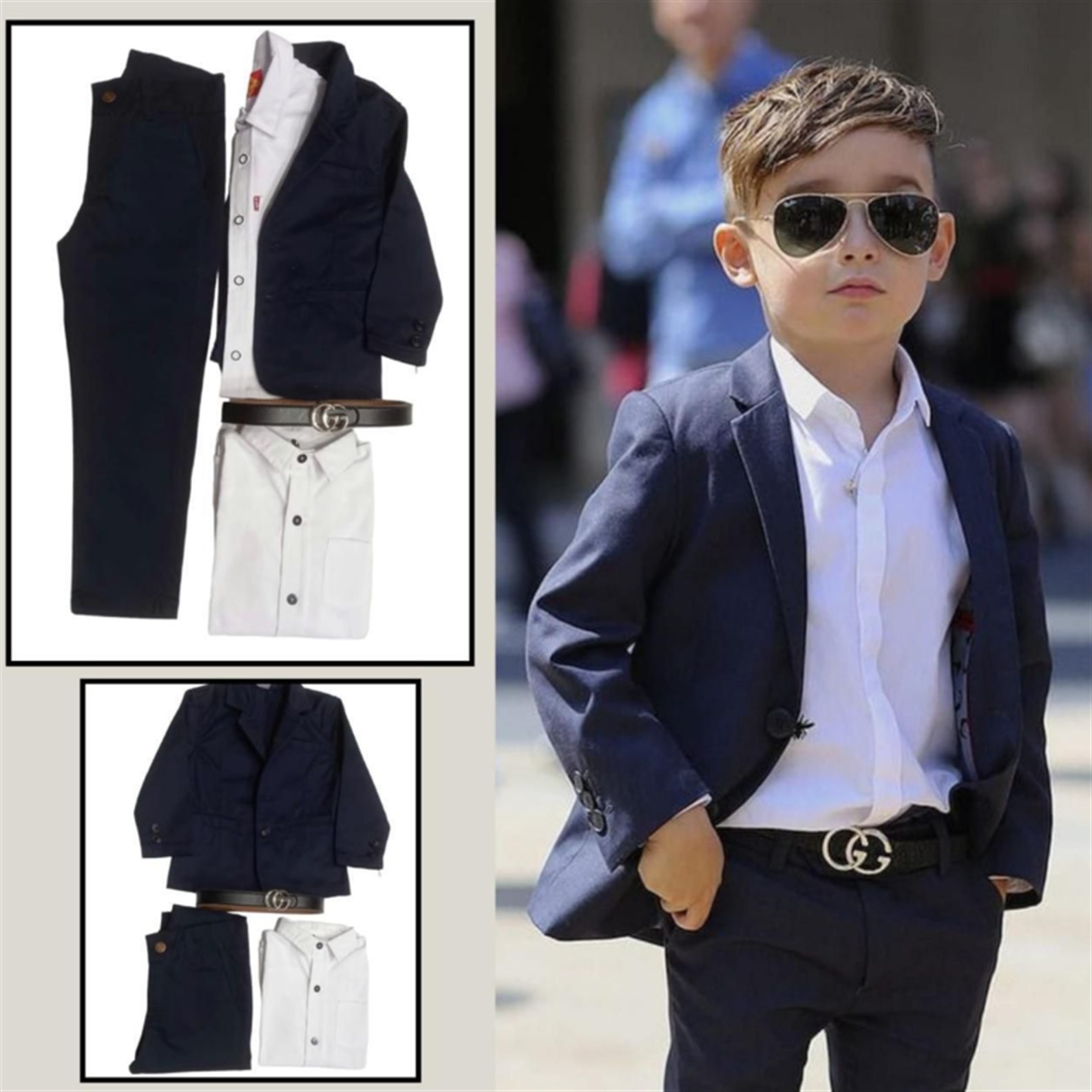 Niño con traje azul STYLEM — moda infantil