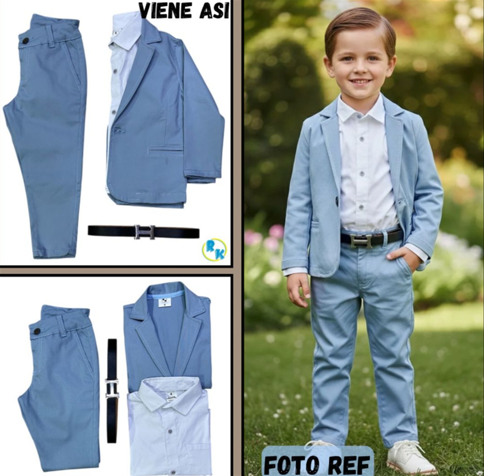 Traje formal para niño en dril semilicrado — niño modelo STYLEM